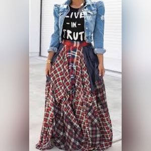 Plaid Layered Skirt